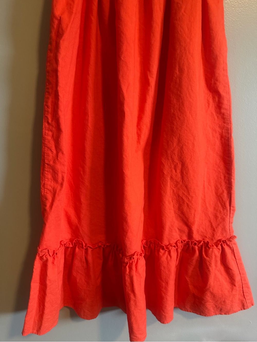 Deluc Linen Blend Women's Tie-Shoulder Orange Sleeveless Maxi Dress size Small - Picture 6 of 11